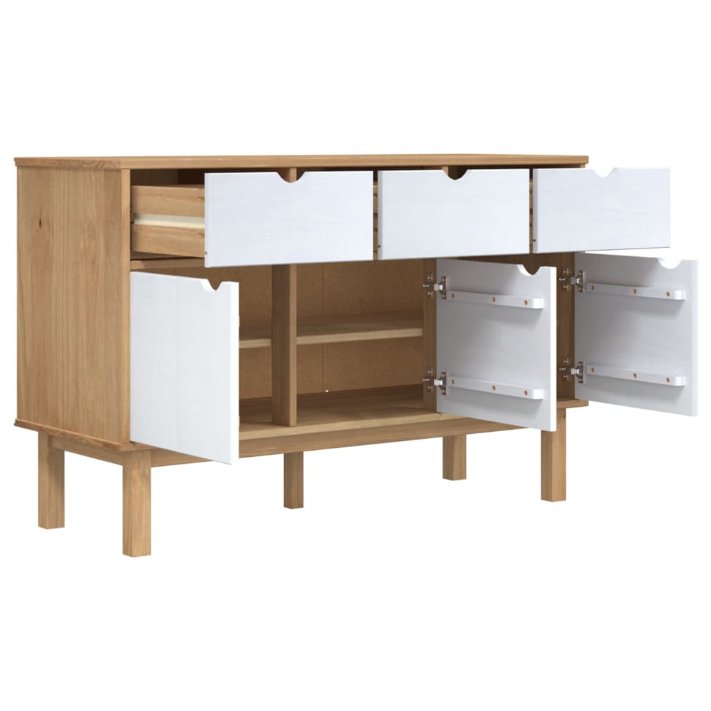 Aparador otta 114x43x73,5 cm pinho maciço castanho/branco