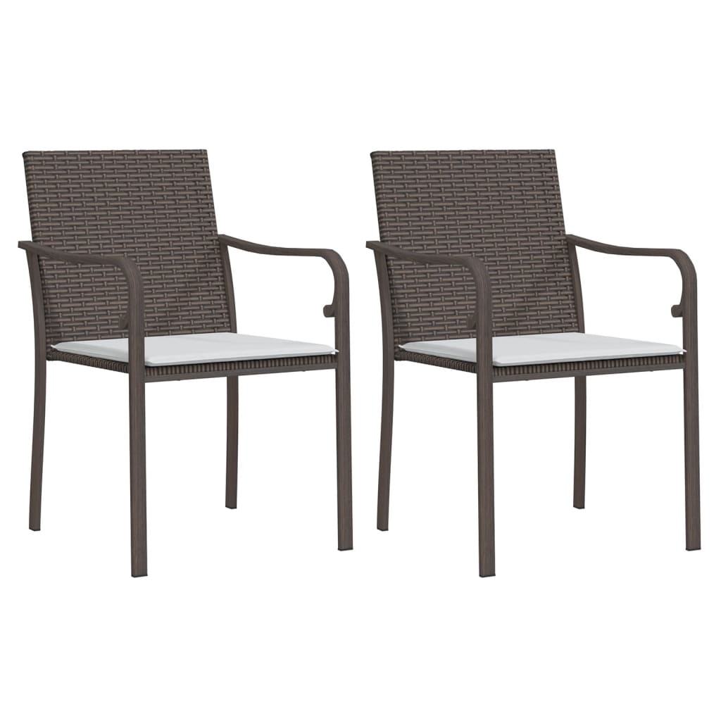 3 Pcs conjunto de jantar p/ jardim c/ almofadões vime PE e aço