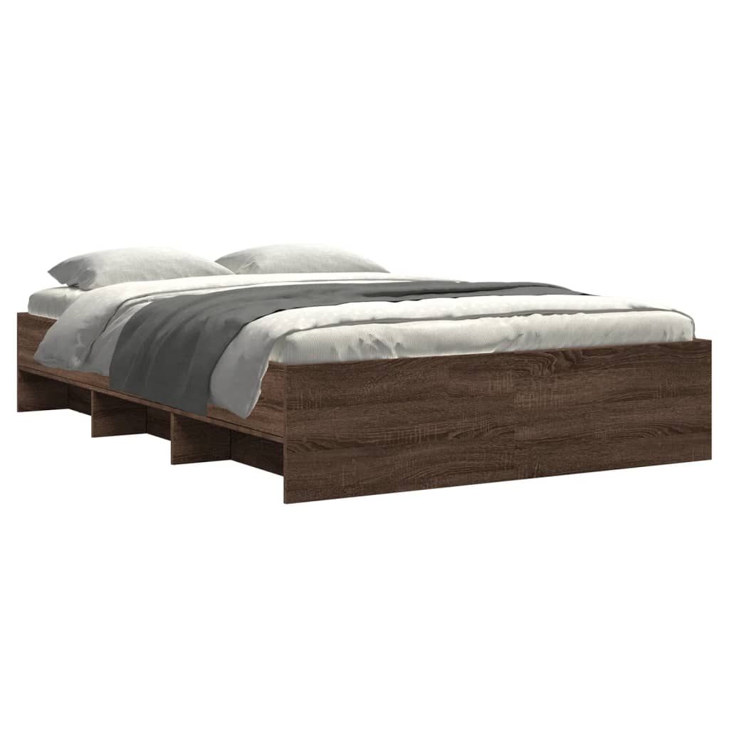 Estrutura de cama 135x190cm derivados madeira carvalho castanho