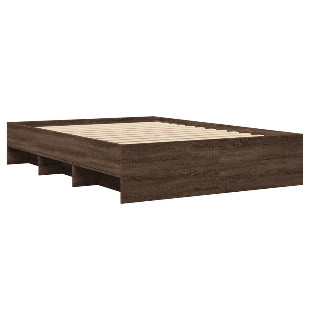 Estrutura de cama 135x190cm derivados madeira carvalho castanho