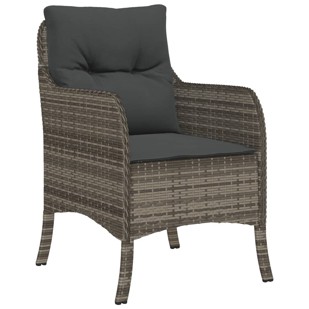 5 Pcs conjunto de jantar p/ jardim c/ almofadões vime PE cinza