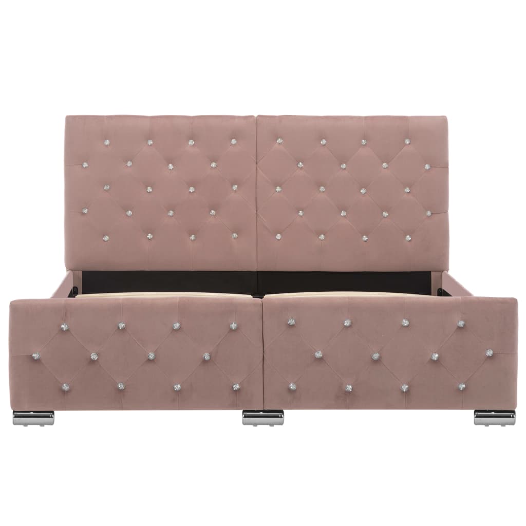 Estrutura de cama 140x200 cm veludo rosa