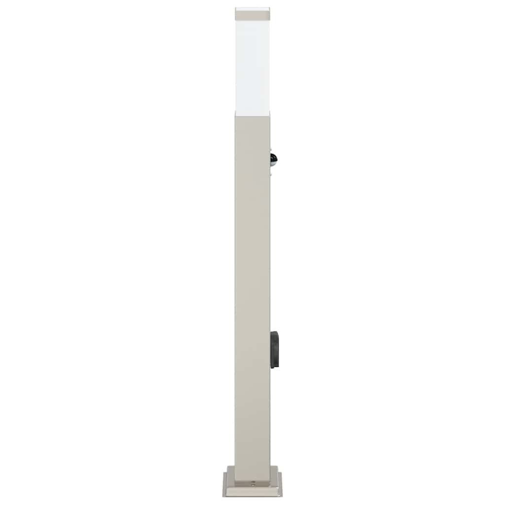 Luminária de poste com sensor e tomada, 80 cm, aço inoxidável, IP44