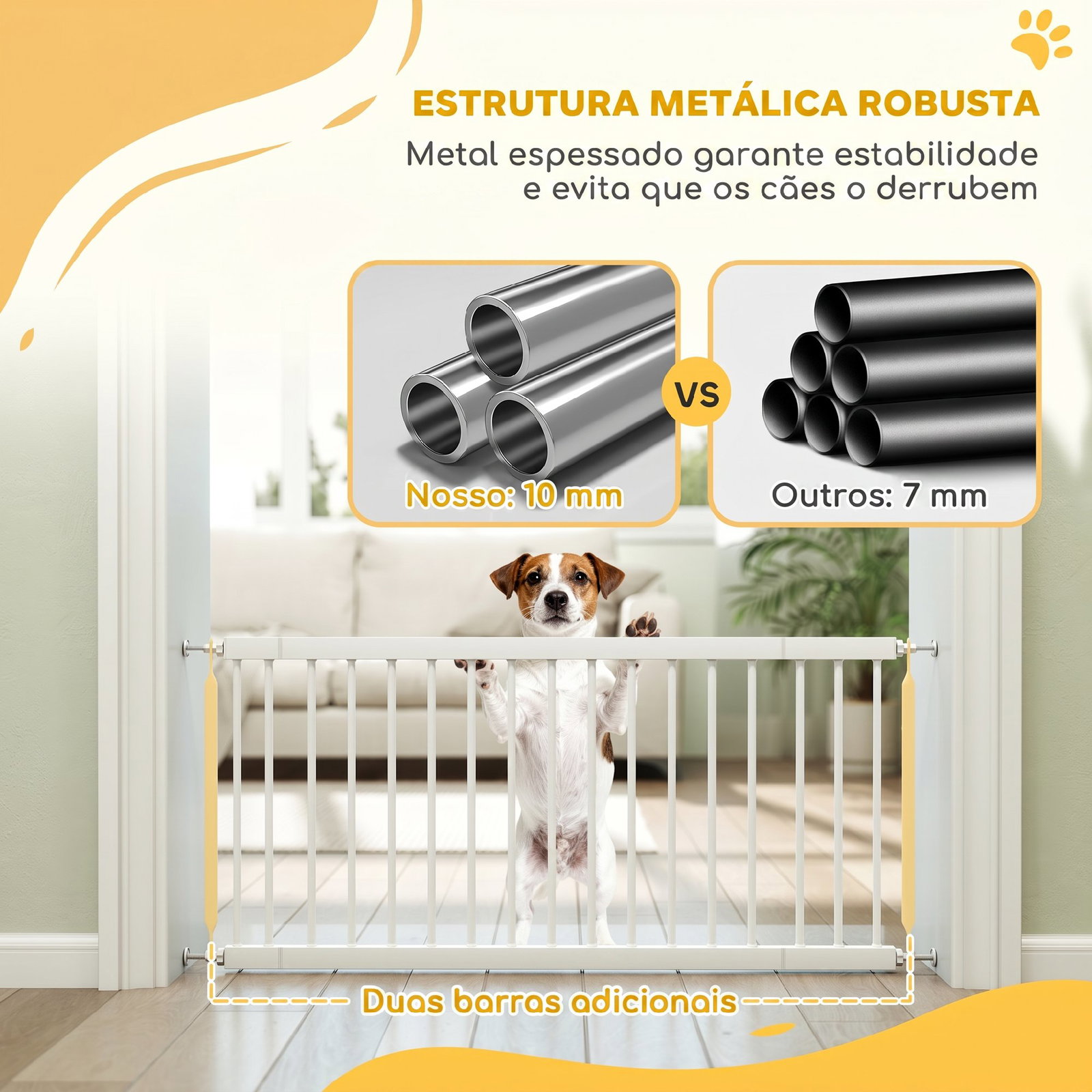 Barreira de segurança extensível para cães pequenos 67-93,5 cm altura 45 cm para portas e escadas branco