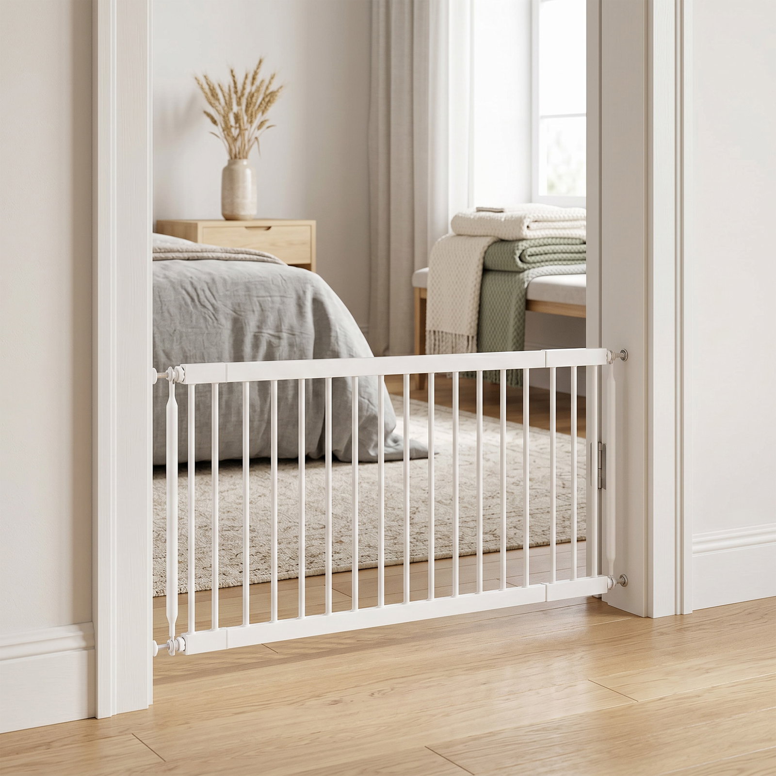 Barreira de segurança extensível para cães pequenos 67-93,5 cm altura 45 cm para portas e escadas branco