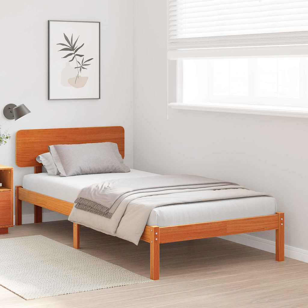Estrutura da cama com cabeceira marrom cera 80 x 200 cm