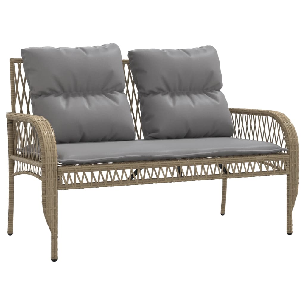 4 Pcs conjunto de sofás para jardim c/ almofadões vime PE bege