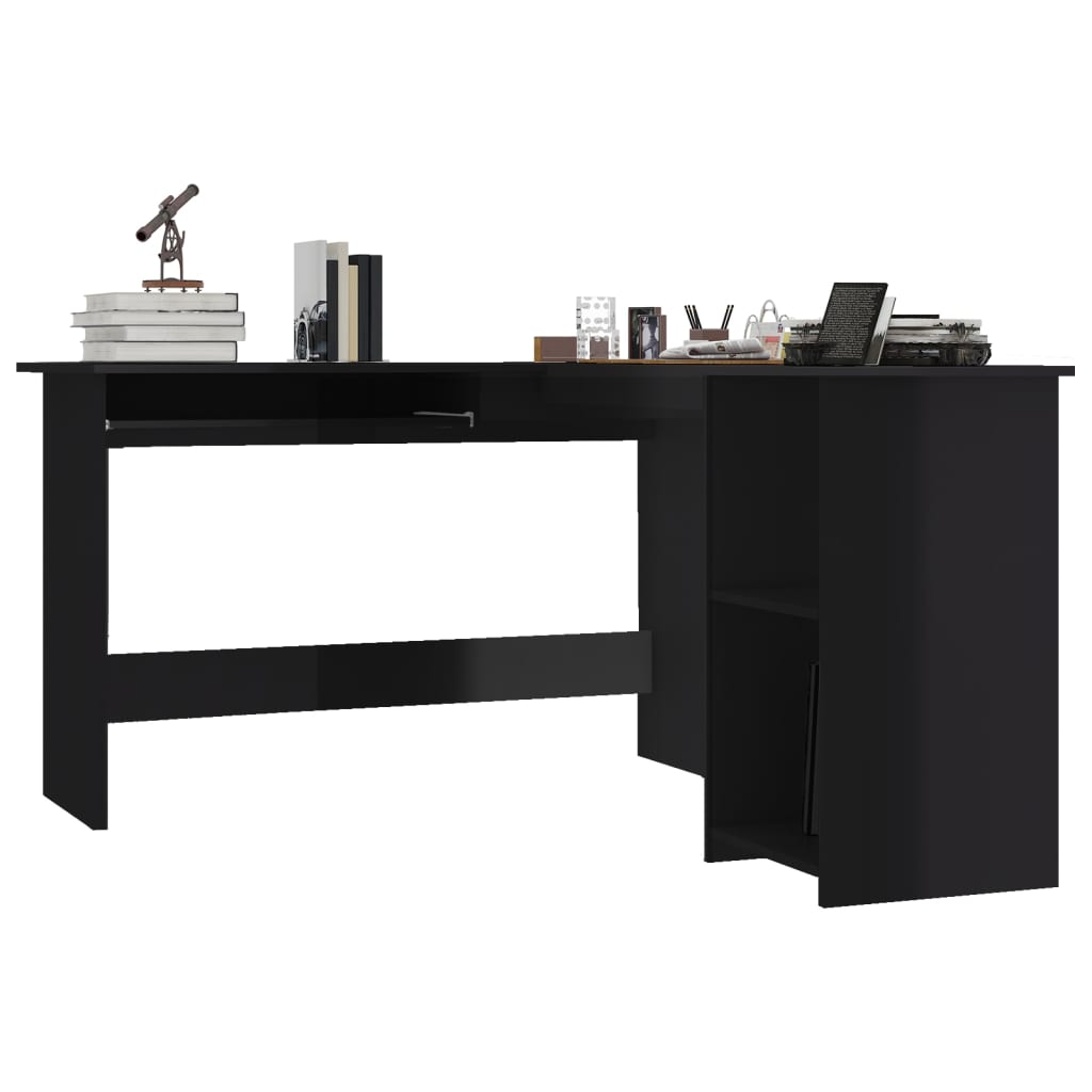 Secretária de canto forma l 120x140x75cm contraplacado preto