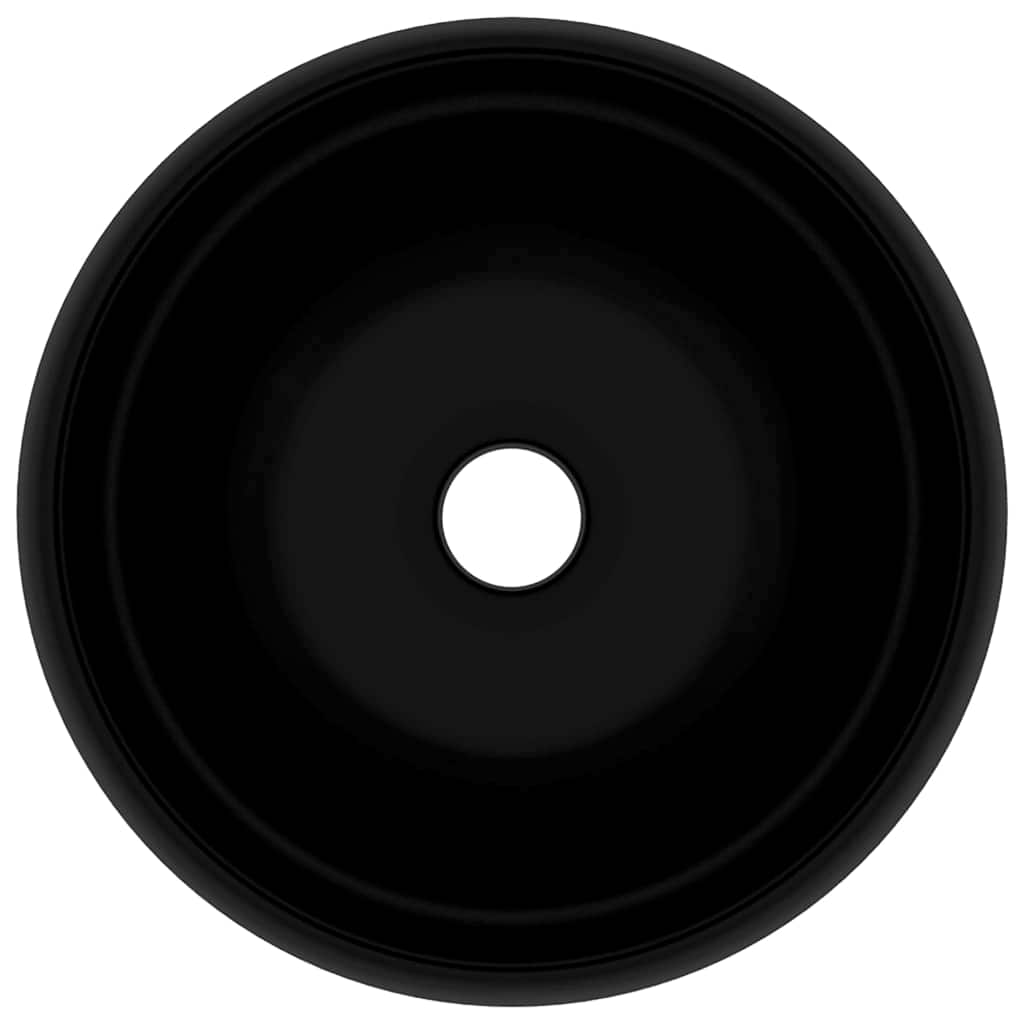 Lavatório luxuoso redondo 40x15 cm cerâmica preto mate