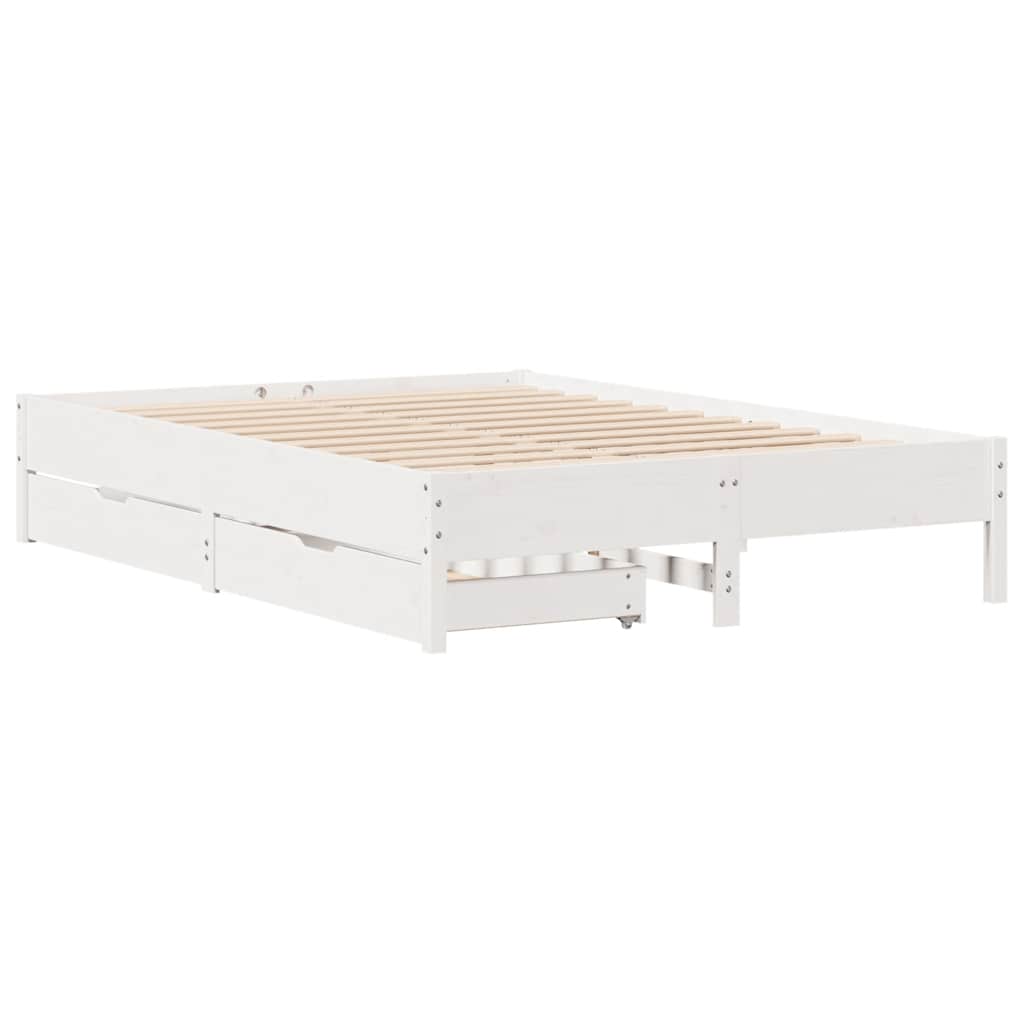 Cama sem colchão 120x200 cm madeira de pinho maciça branco