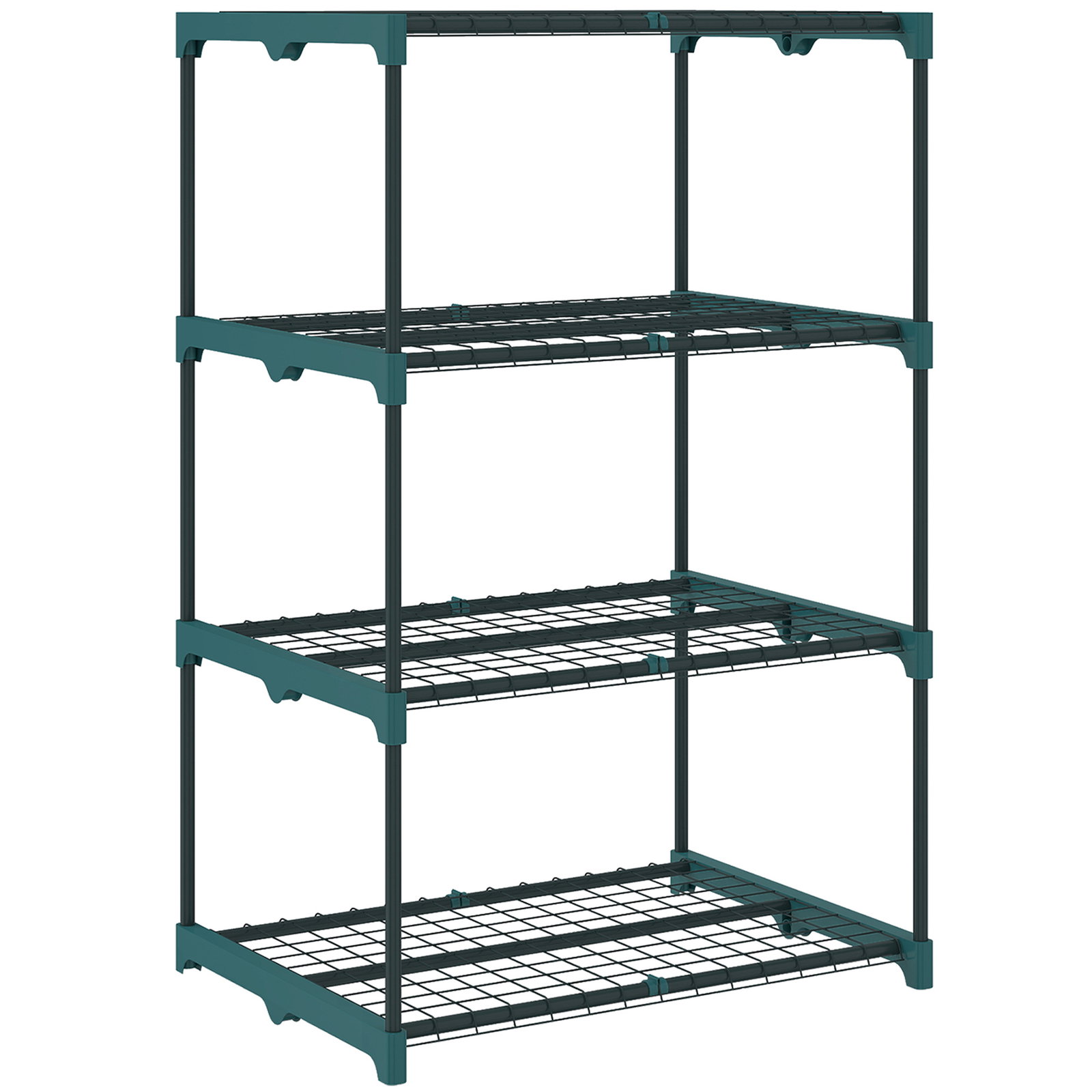Suporte para plantas de 4 níveis estante para plantas em aço prateleiras de grade 67x49x105 cm verde escuro