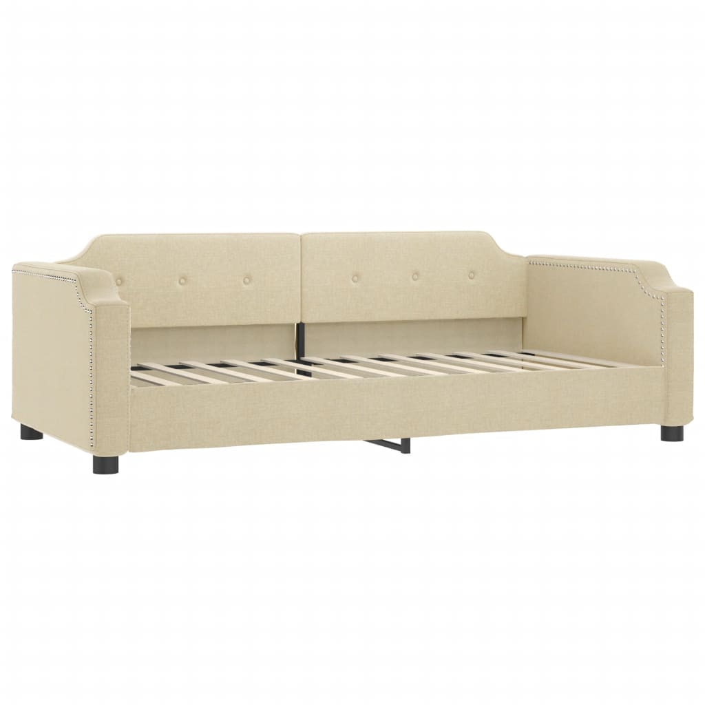 Sofá-cama com gavetão e gavetas 90x200 cm tecido cor creme