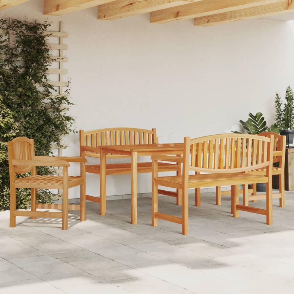 5 Pcs conjunto de jantar p/ jardim madeira de teca maciça