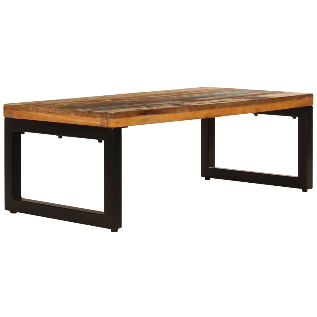 Mesa de centro 100x50x35 cm madeira recuperada maciça e aço
