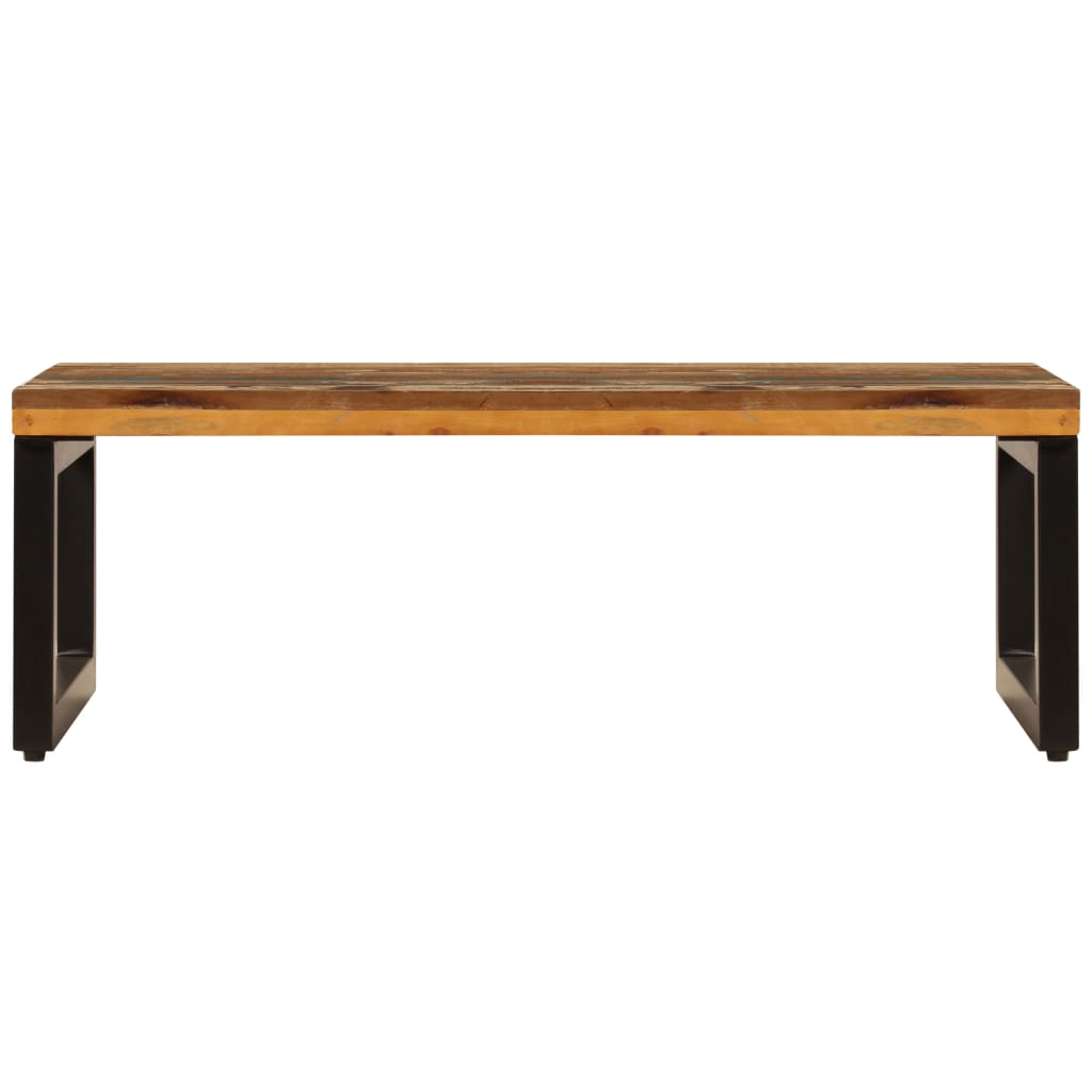 Mesa de centro 100x50x35 cm madeira recuperada maciça e aço
