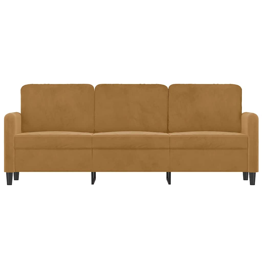 Sofá de 3 lugares 180 cm veludo castanho