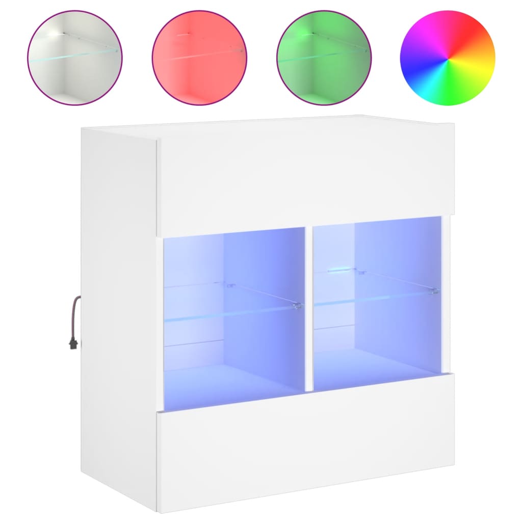 Móvel de parede para TV com luzes LED 58,5x30x60,5 cm branco