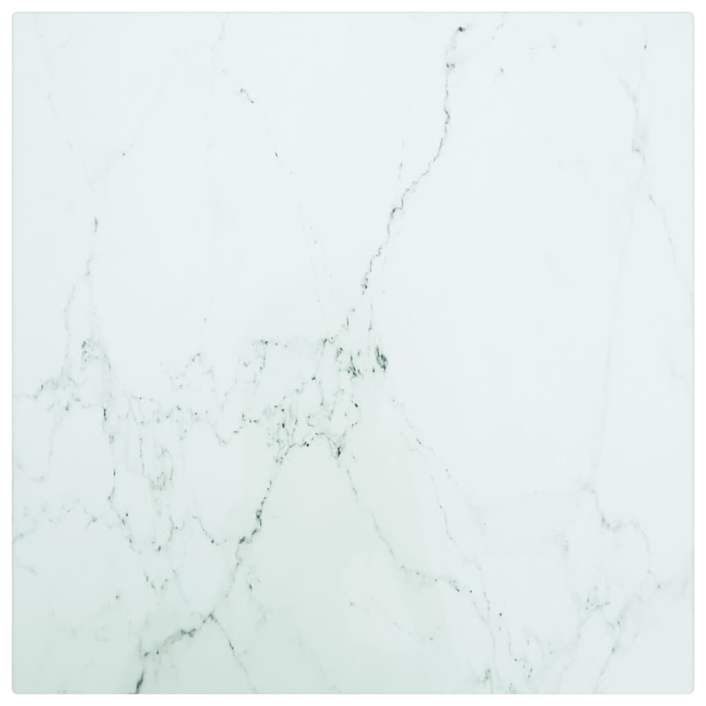 Tampo mesa 30x30 cm 6 mm vidro temperado design mármore branco