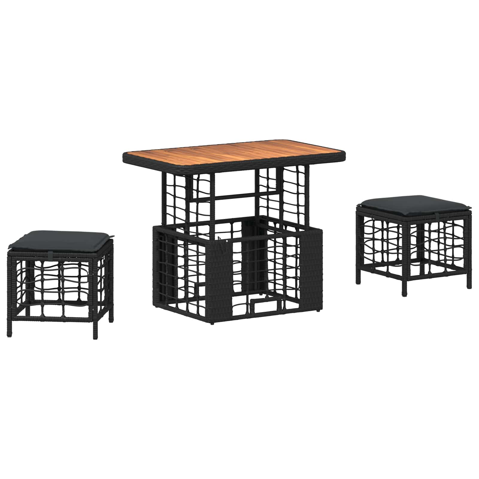 Conjunto de jantar para jardim 3 unid. preto e cinza