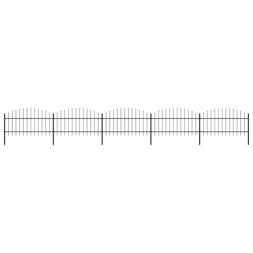 Cerca de jardim com topo em forma de lança em aço 838x125 cm, preta