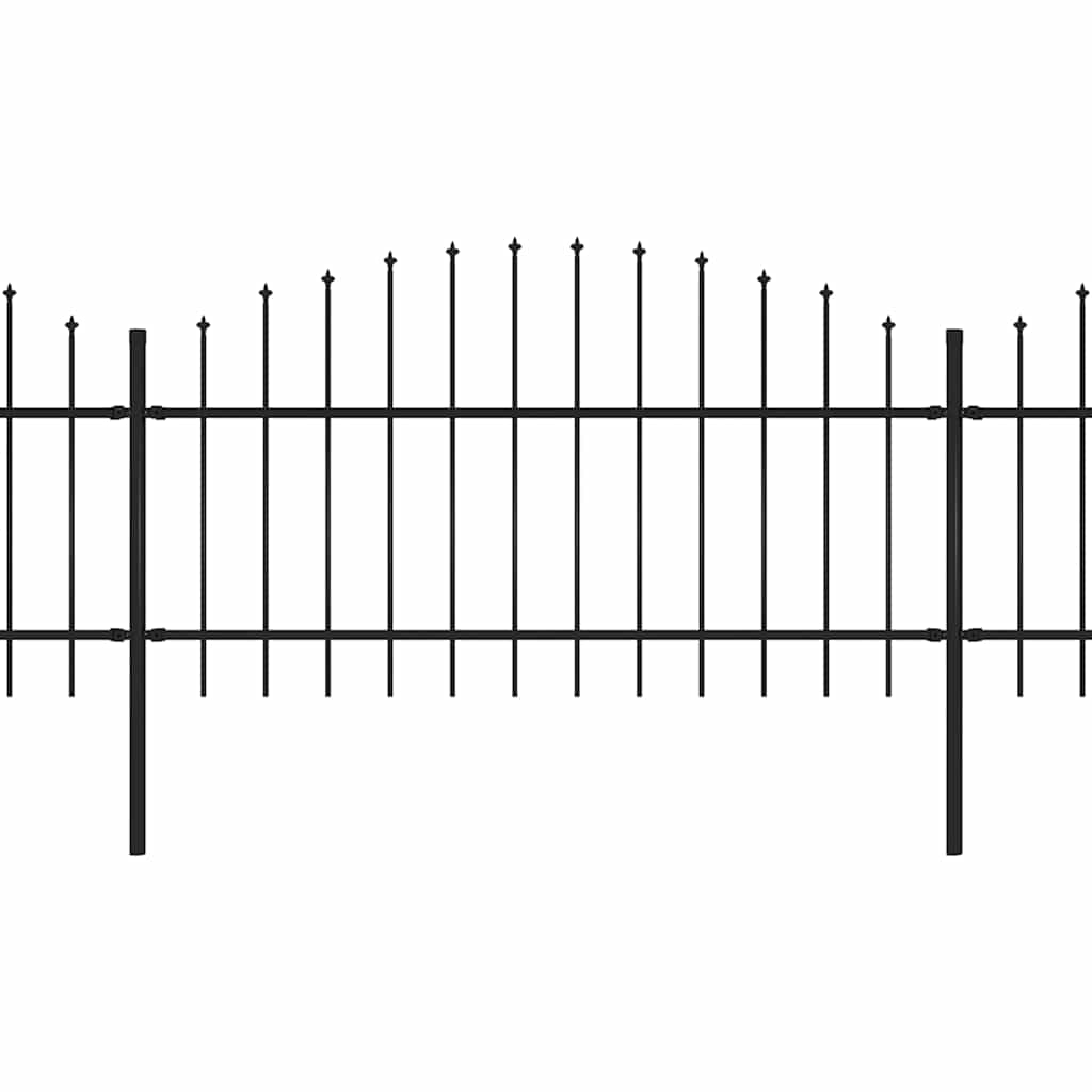 Cerca de jardim com topo em forma de lança em aço 838x125 cm, preta