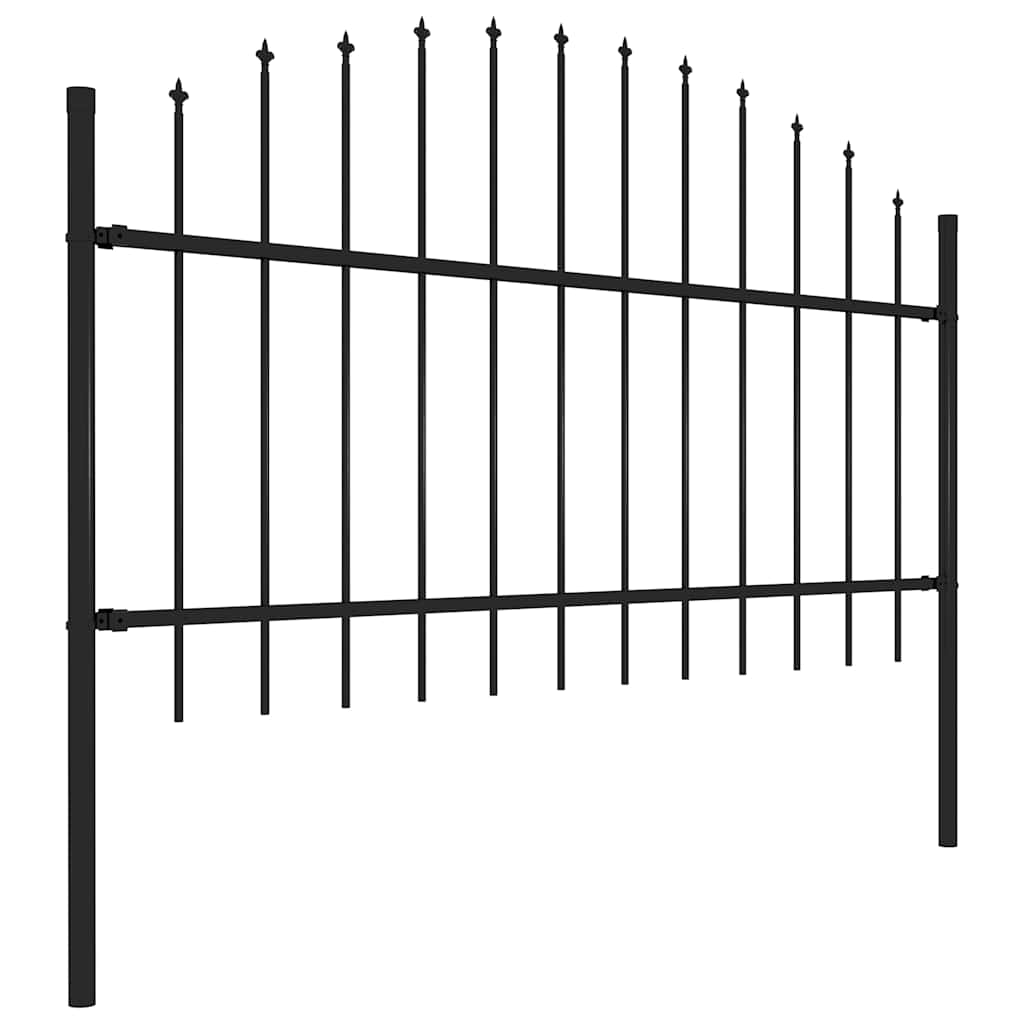 Cerca de jardim com topo em forma de lança em aço 838x125 cm, preta