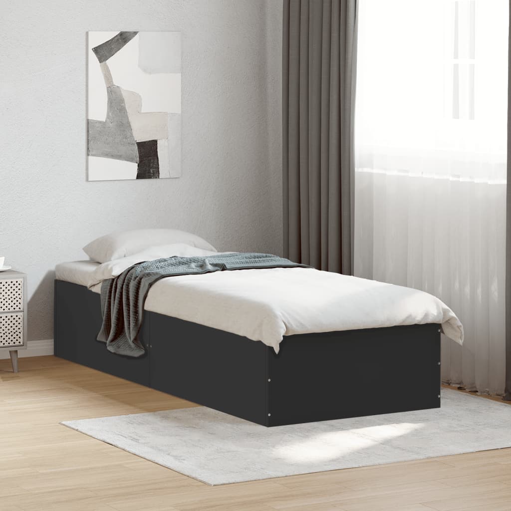 Estrutura de cama 100x200 cm derivados de madeira preto