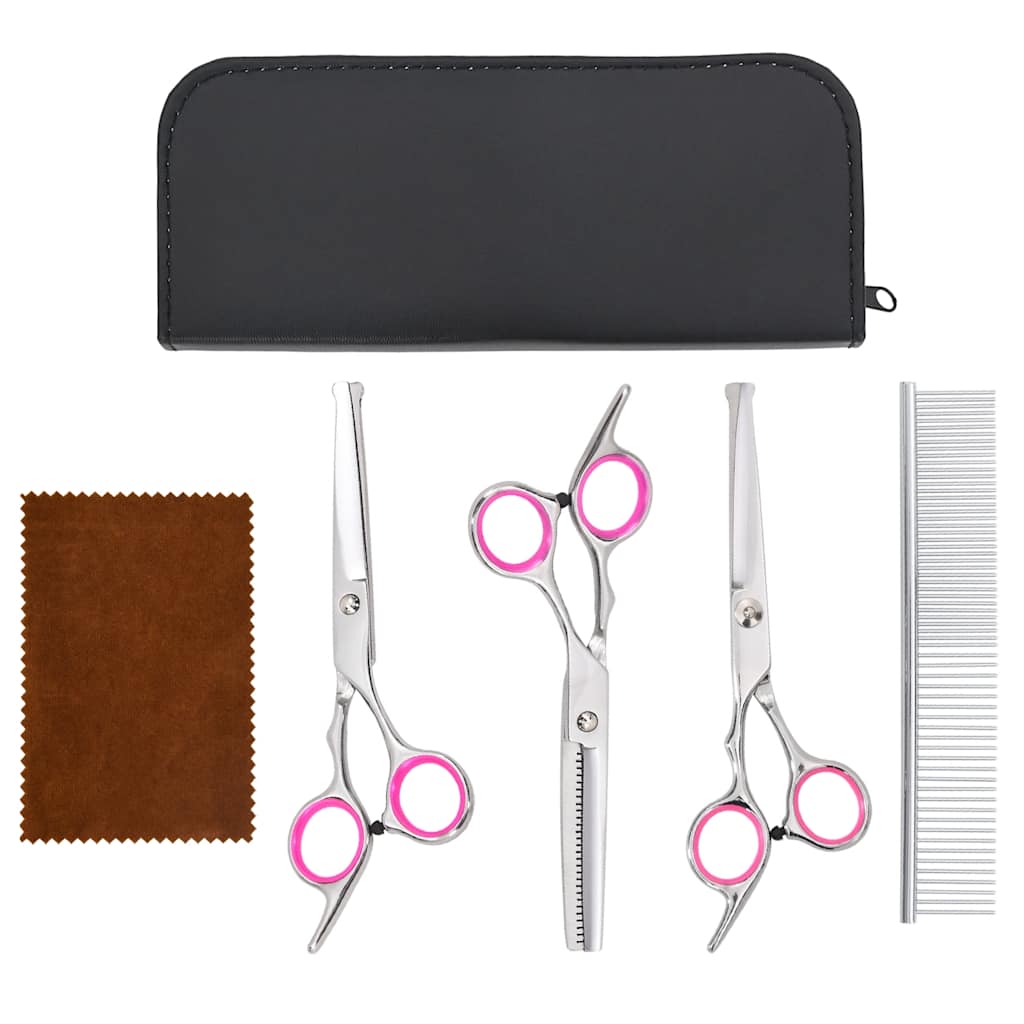 4 Pcs conjunto de tesouras de tosquia para cães aço inoxidável