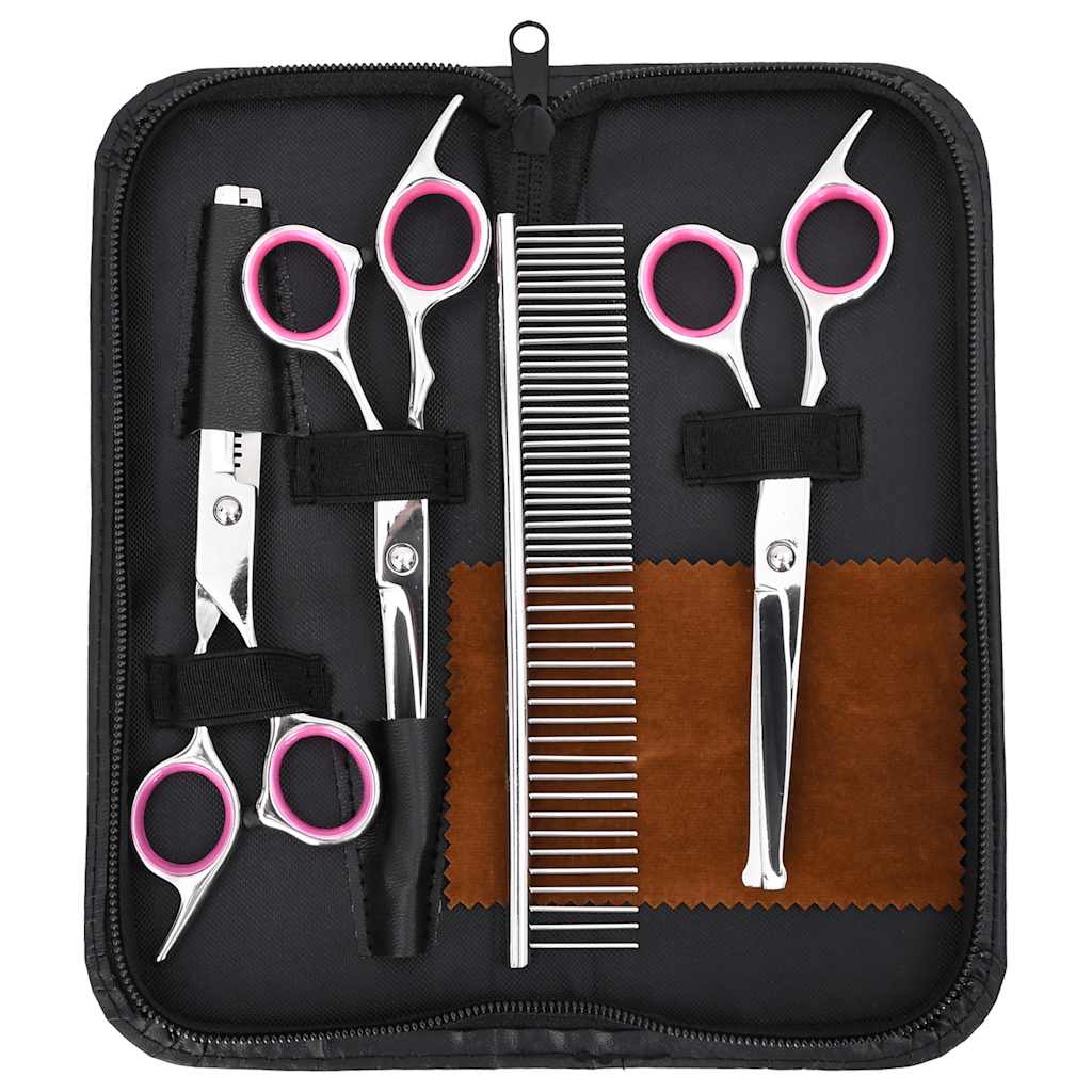 4 Pcs conjunto de tesouras de tosquia para cães aço inoxidável