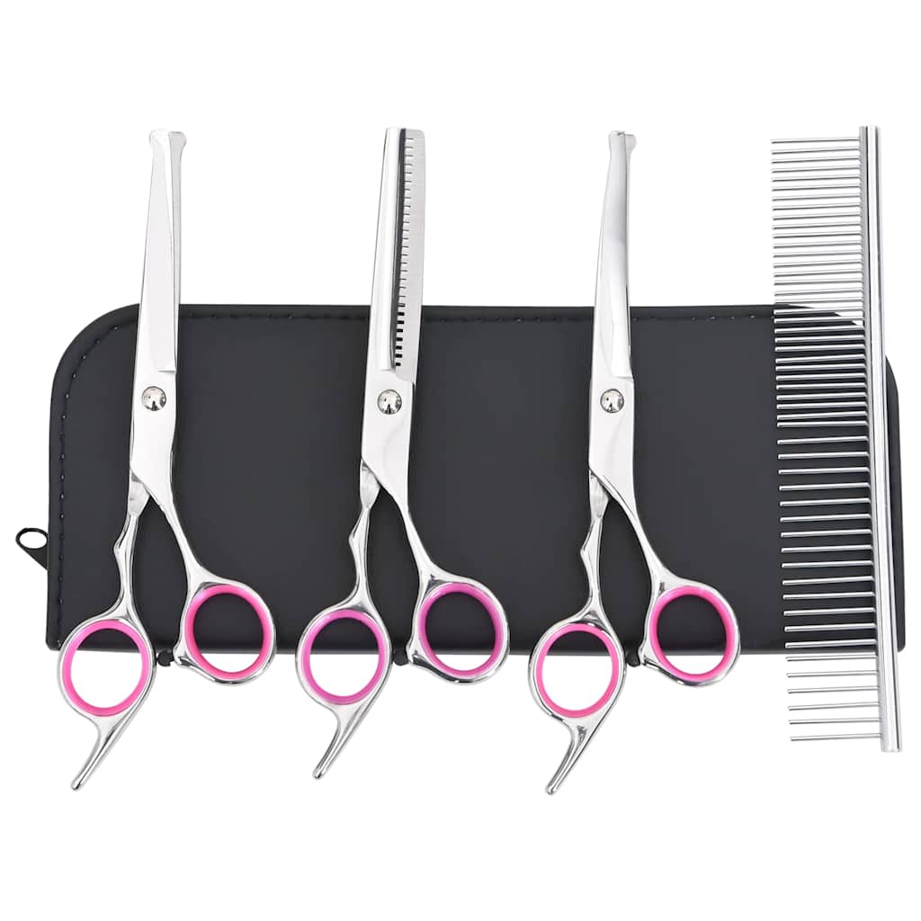 4 Pcs conjunto de tesouras de tosquia para cães aço inoxidável