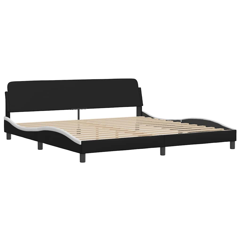 Estrutura de cama dover couro artificial preto e branco