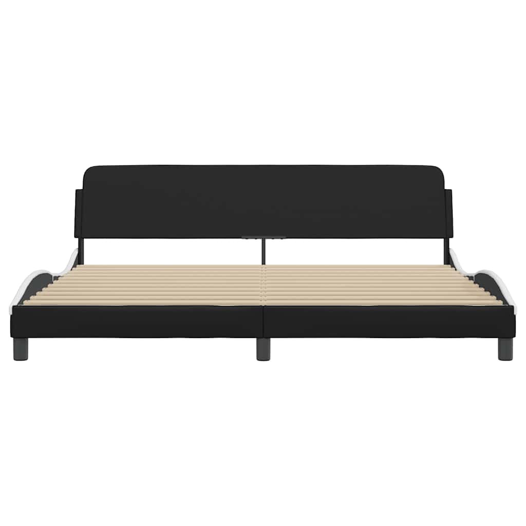Estrutura de cama dover couro artificial preto e branco