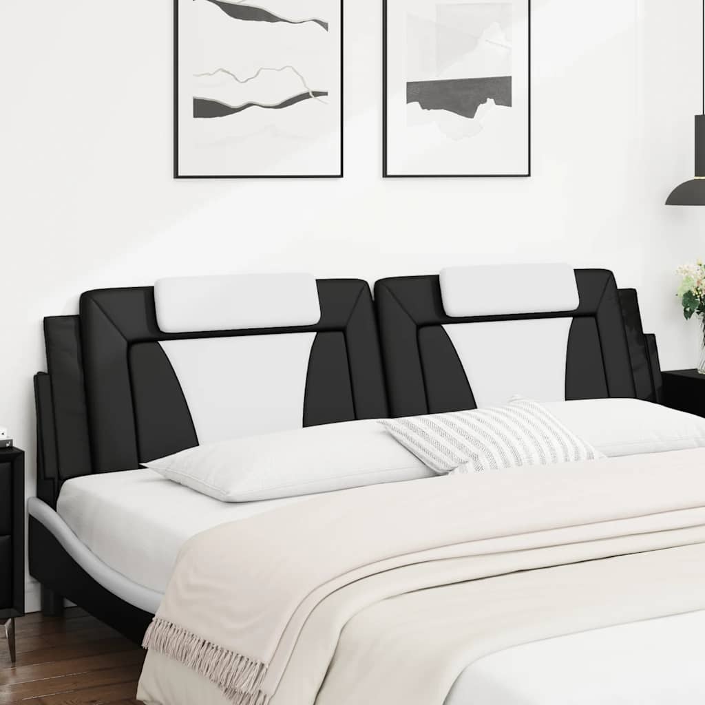 Almofadão de cabeceira viana 200 cm couro artificial preto e branco