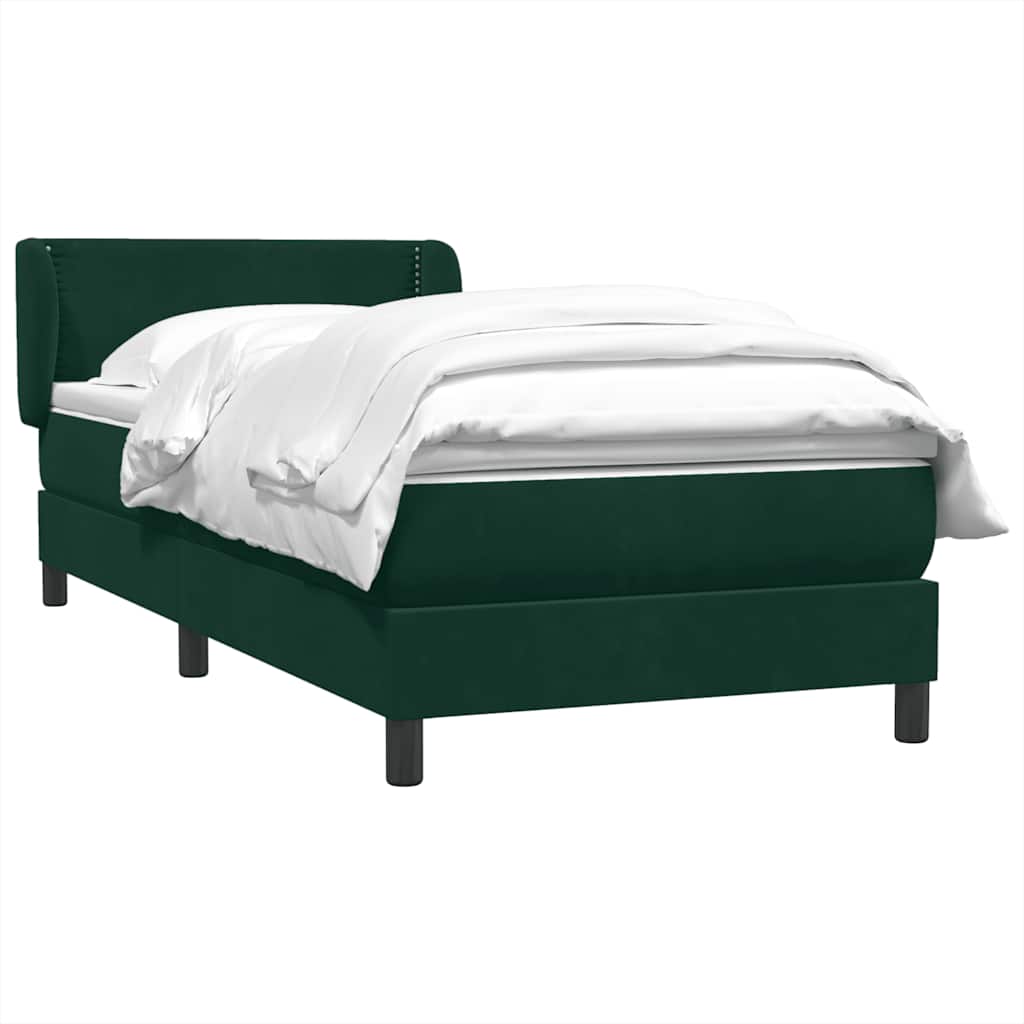 Cama com molas/colchão verde-escuro 80x220 cm veludo