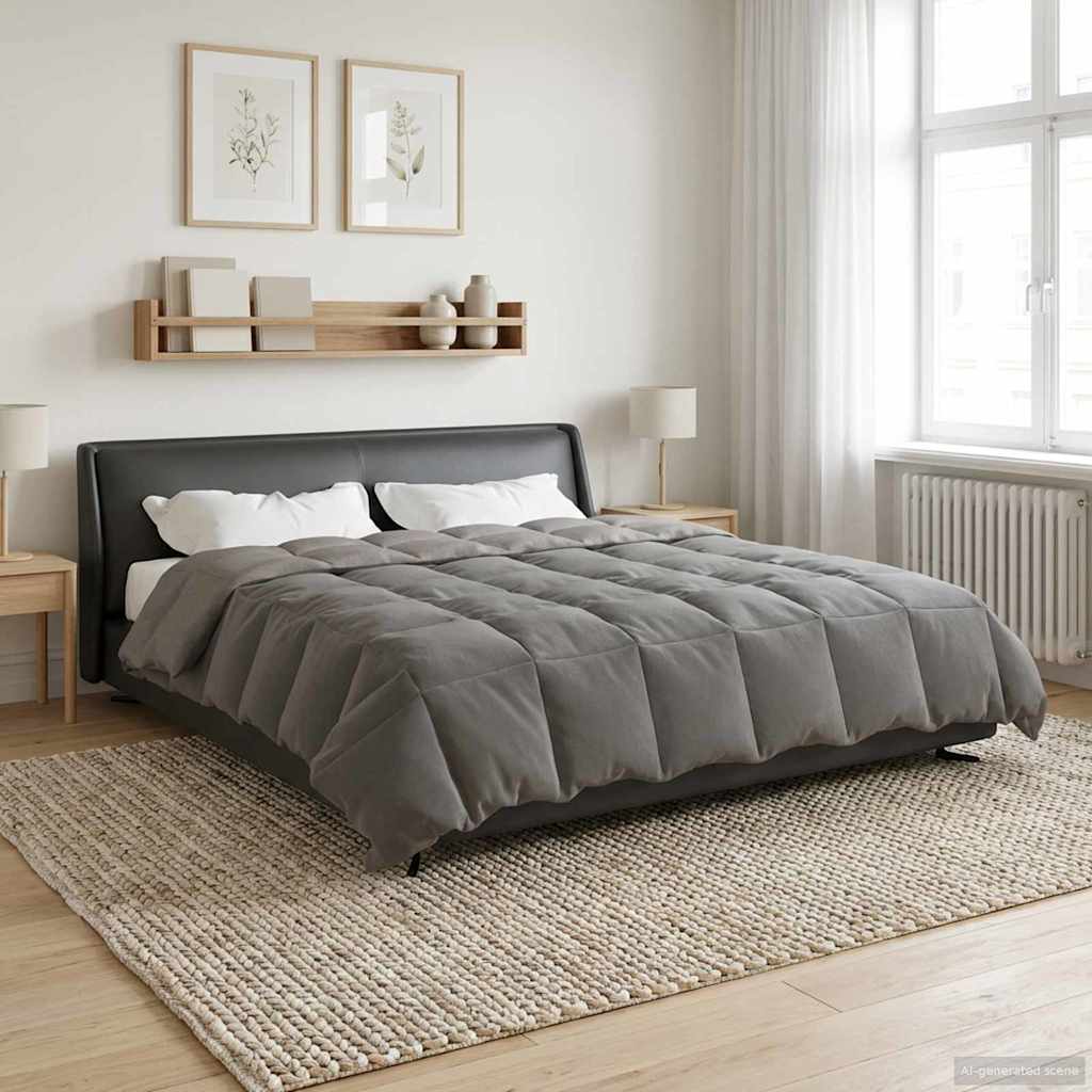 Duvet de ano inteiro cinzento-claro 200 x 200 cm microfibra