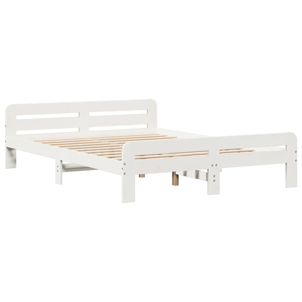 Cama sem colchão 140x200 cm madeira de pinho maciça branco