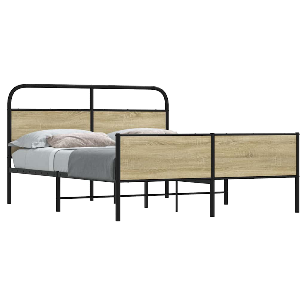 Estrutura de cama sem colchão 150x200cm metal carvalho sonoma