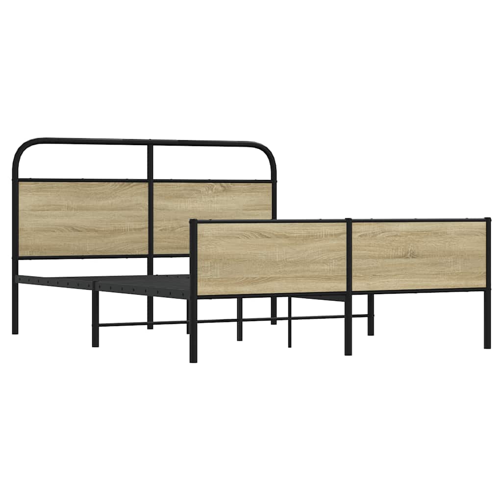 Estrutura de cama sem colchão 150x200cm metal carvalho sonoma