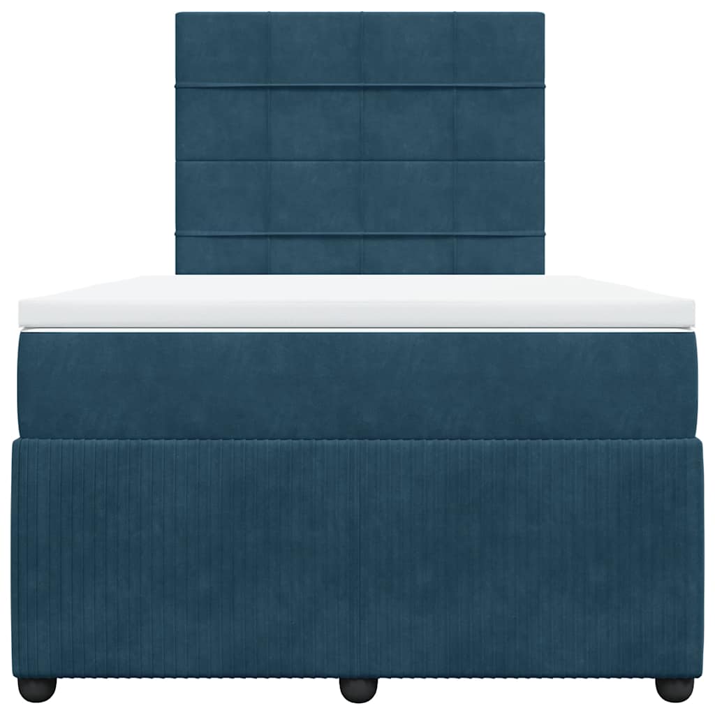 Cama boxspring com colchão 120x190 cm veludo azul-escuro