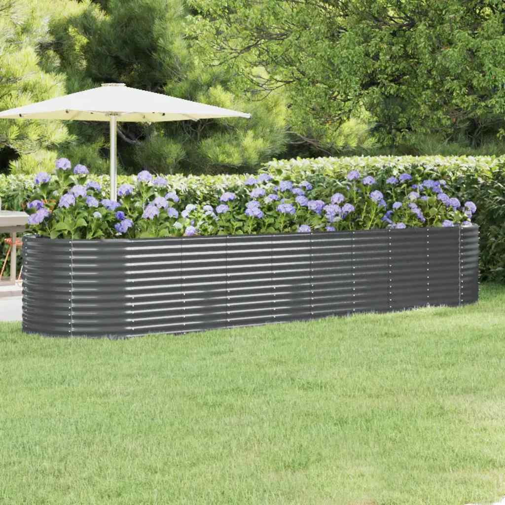 Canteiro elevado jardim 396x100x68 aço galvanizado antracite