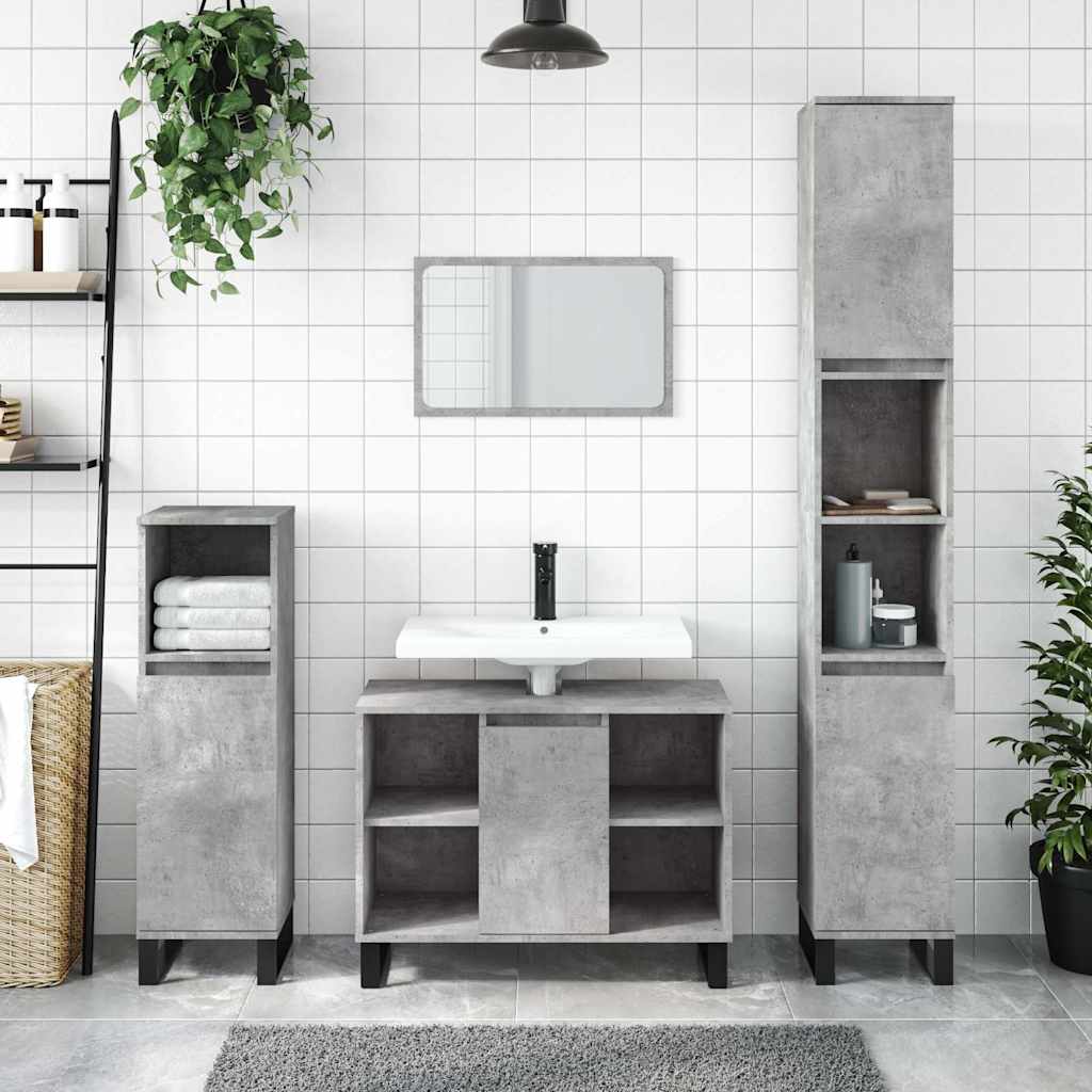 Móvel casa de banho 80x33x60 cm derivados madeira cinza cimento