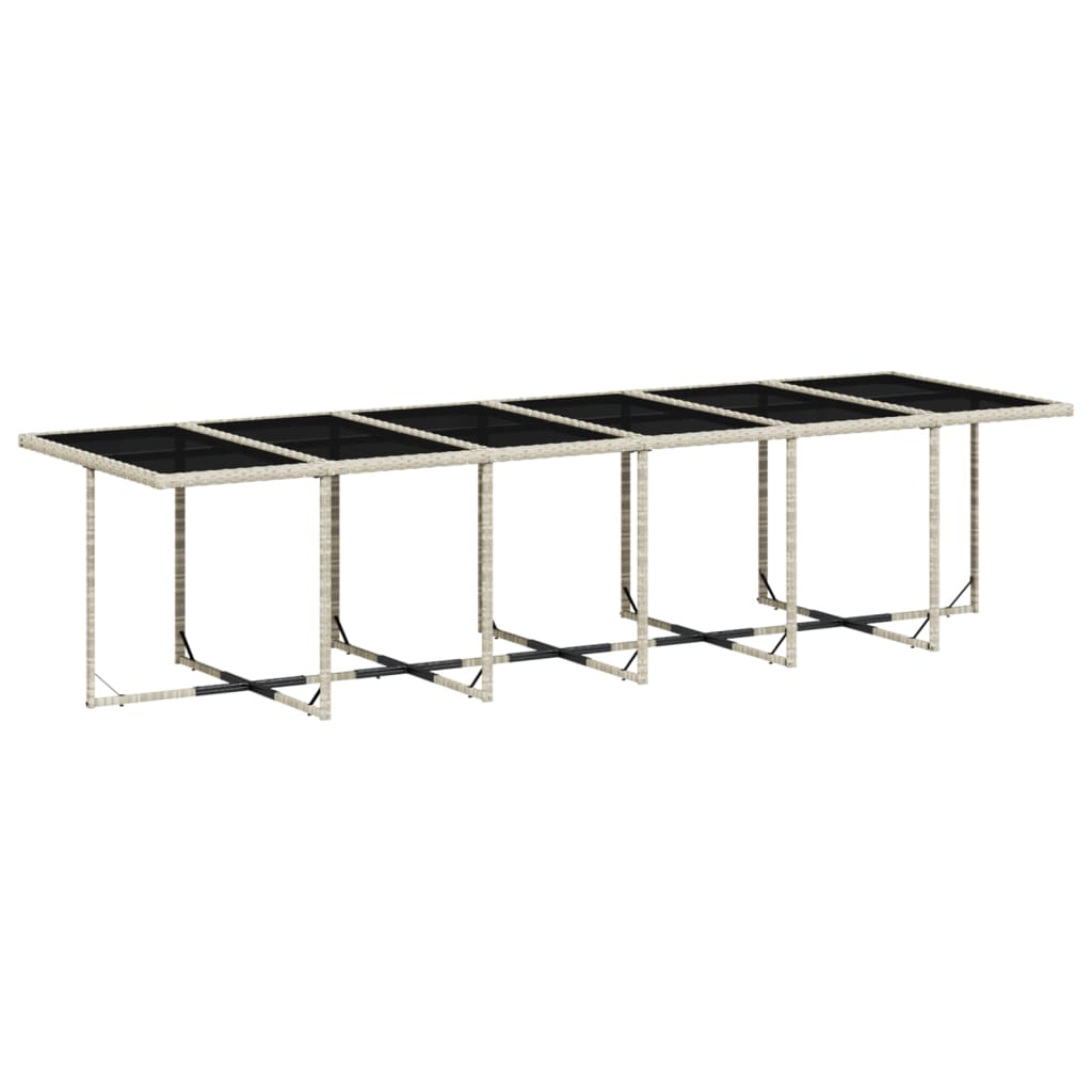 13 Pcs conj. jantar jardim c/ almofadões vime PE cinzento-claro