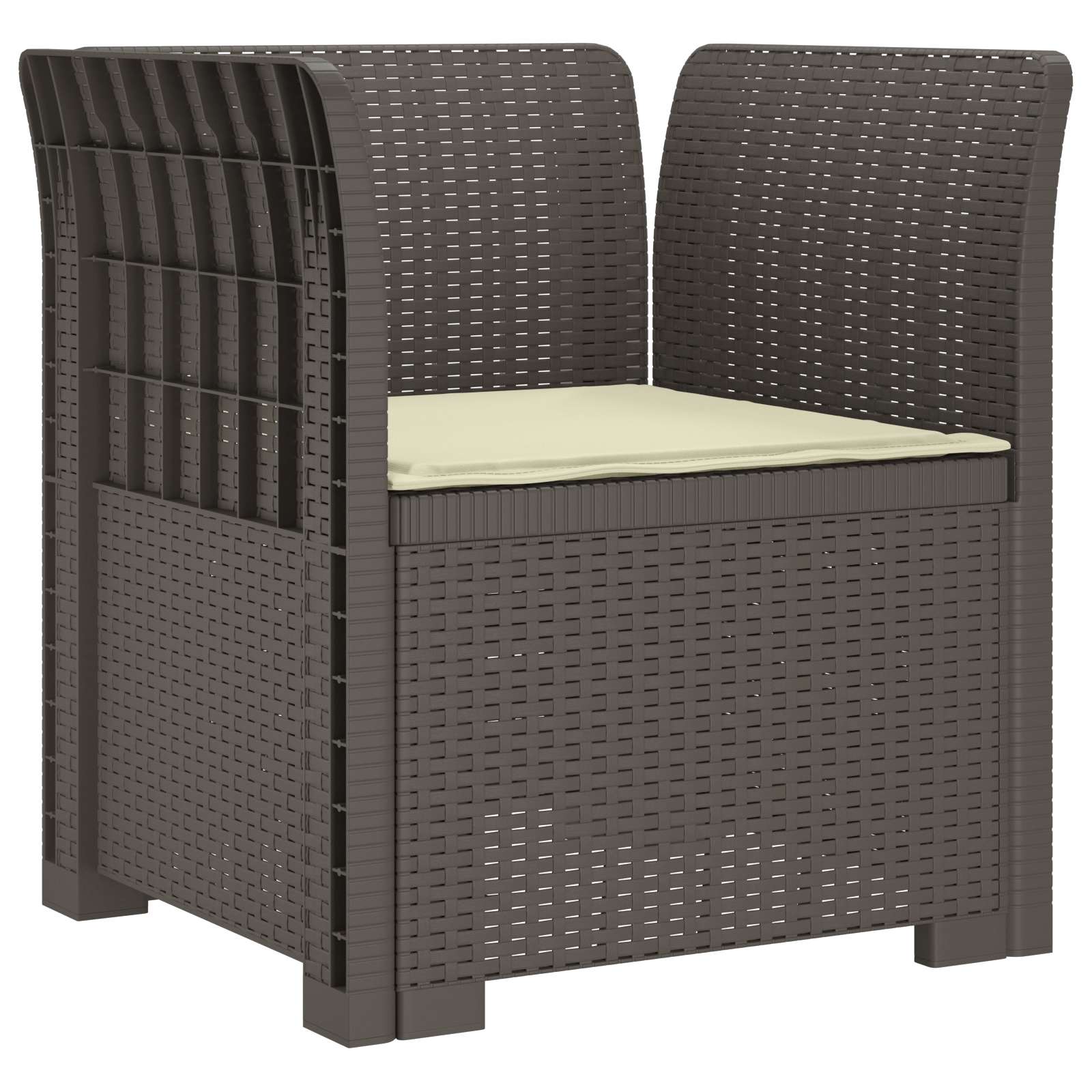 Poltrona 1 lugar com almofada look rattan PP cinzento-claro