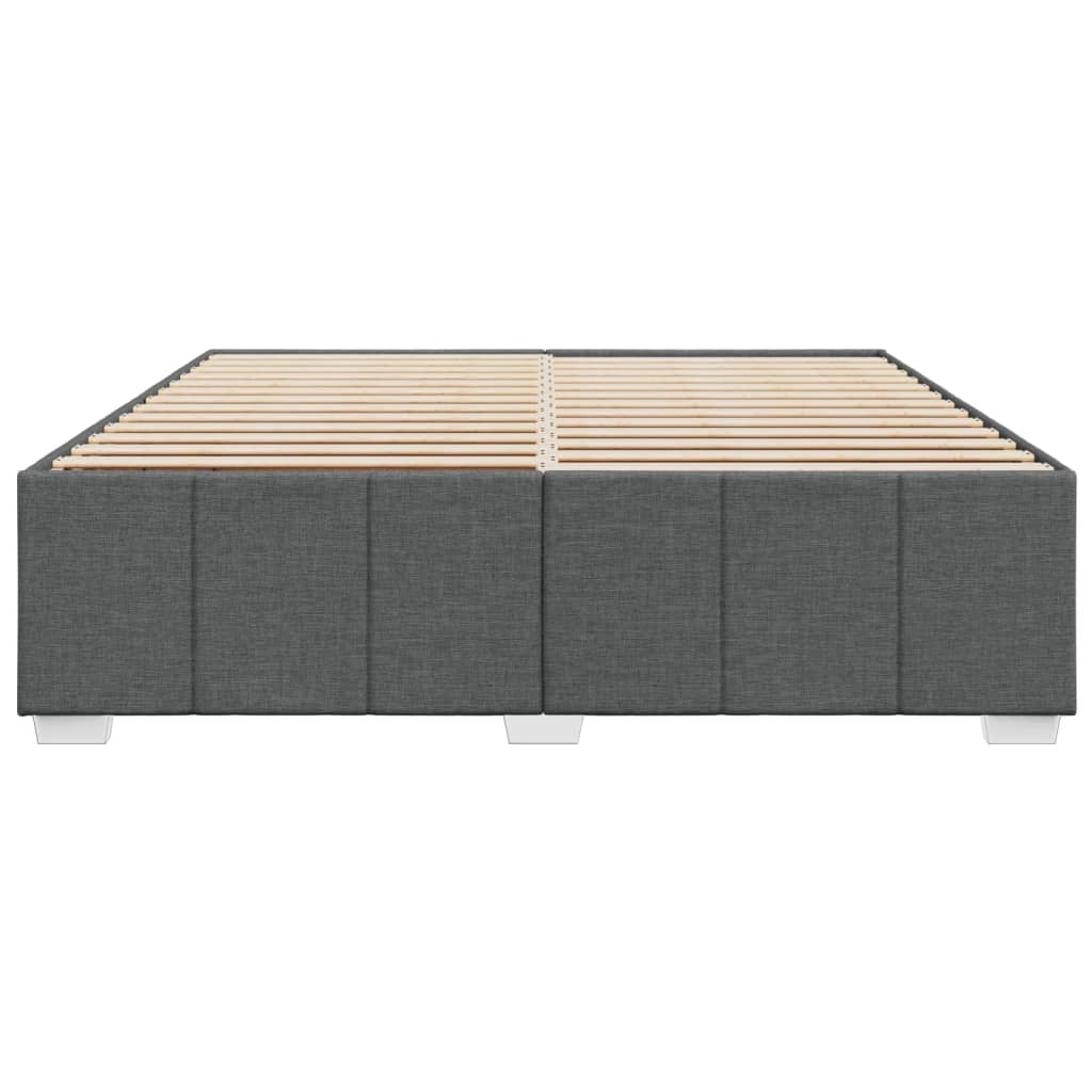 Estrutura de cama sem colchão 200x200 cm tecido cinzento-escuro