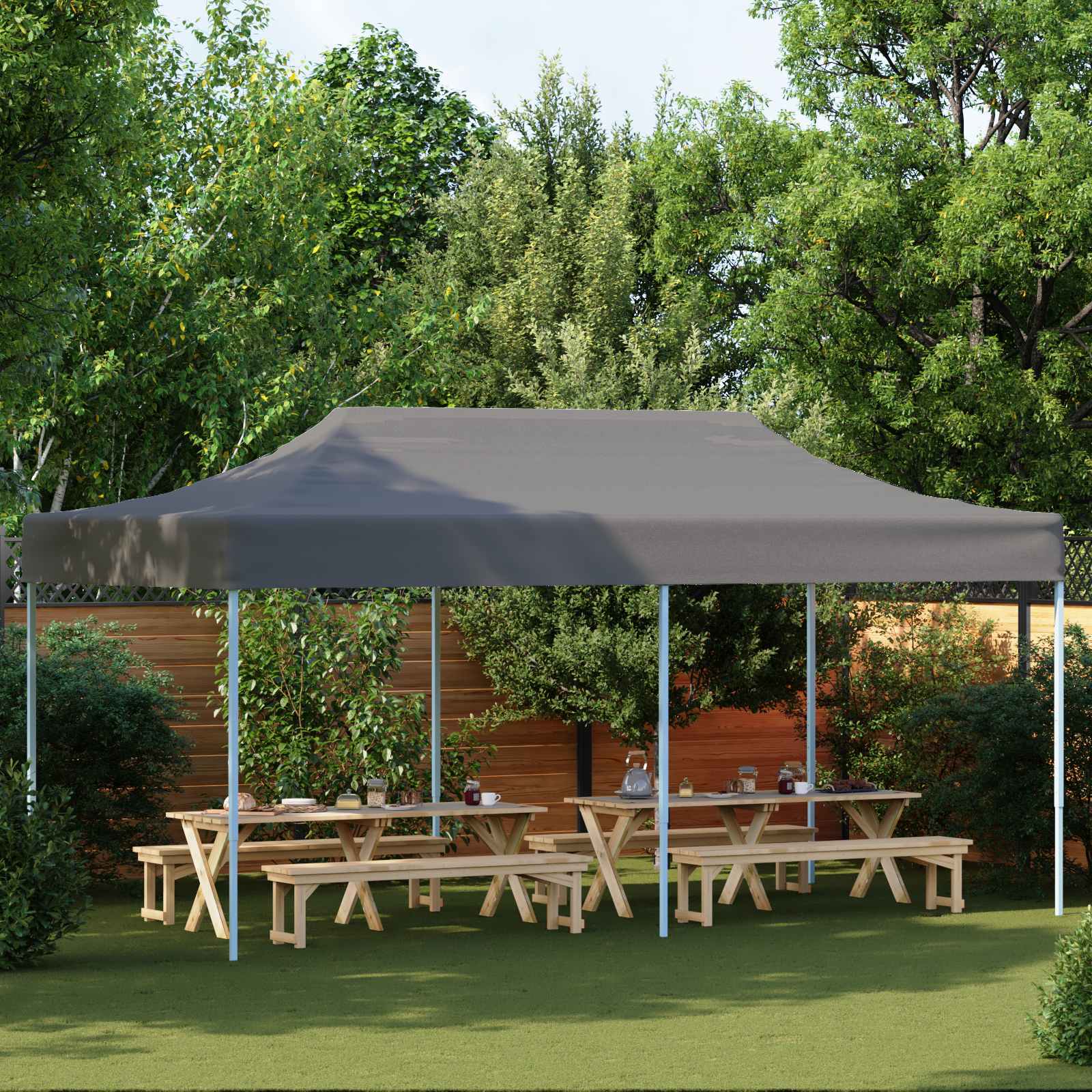 Tenda de festa antracite 291 x 580 x 315 cm tecido oxford