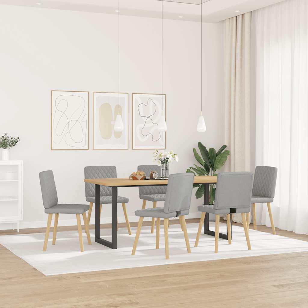 Cadeiras de jantar 6 pcs tecido cinza nuvem