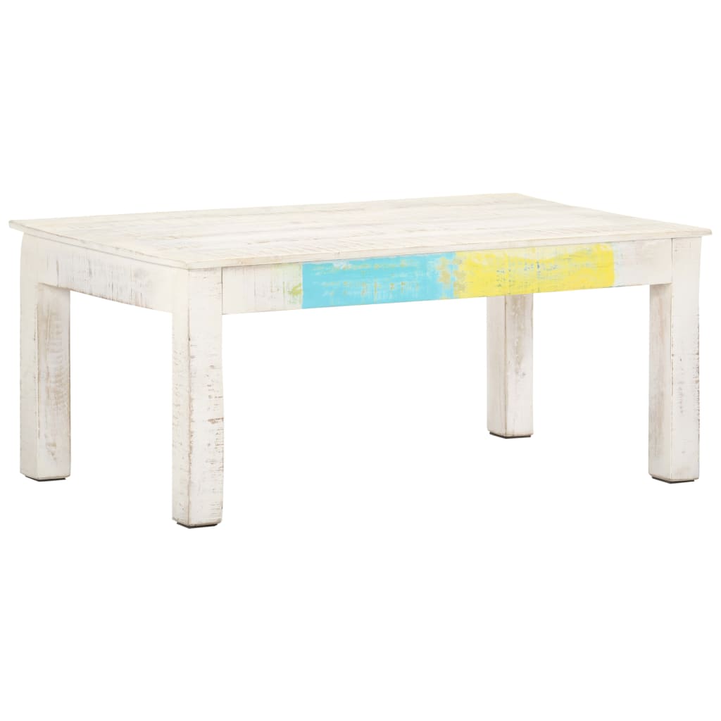 Mesa de centro 110x60x45cm madeira de mangueira maciça branco