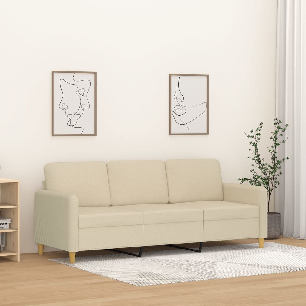 Sofá de 3 lugares tecido 180 cm cor creme
