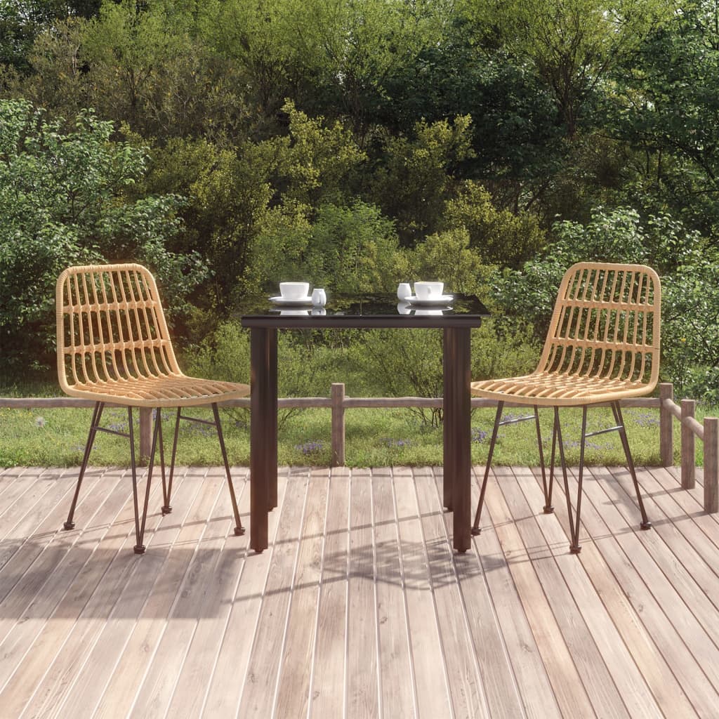 3 Pcs conjunto de jantar para jardim vime PE
