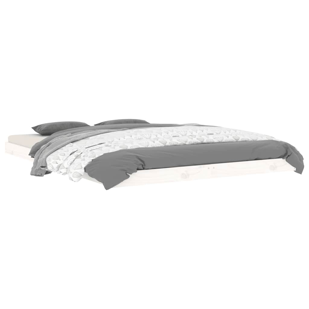 Estrutura de cama de casal 135x190 cm pinho maciço branco